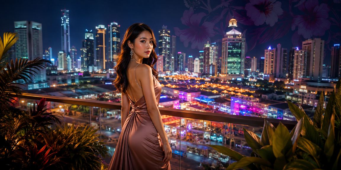 Permainan Blackjack gaya moden di Petaling Jaya dengan suasana gelap bertema neon
